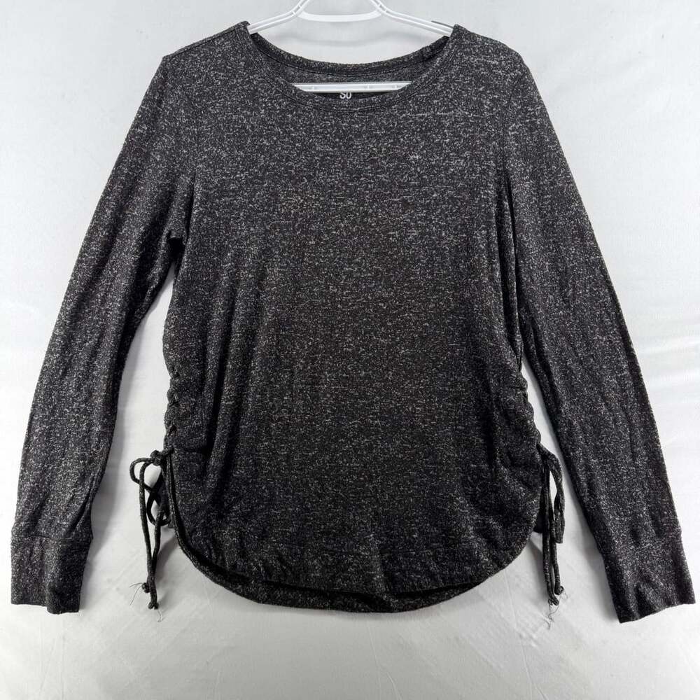 1600 So Long Sleeve Top Size S Black Space Dye Side Tie